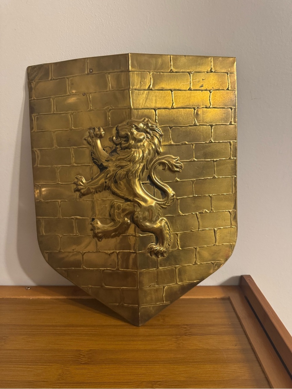 Gold Lion Shield Wall Decor Midcentury Elegant Home wall Accent metal retro